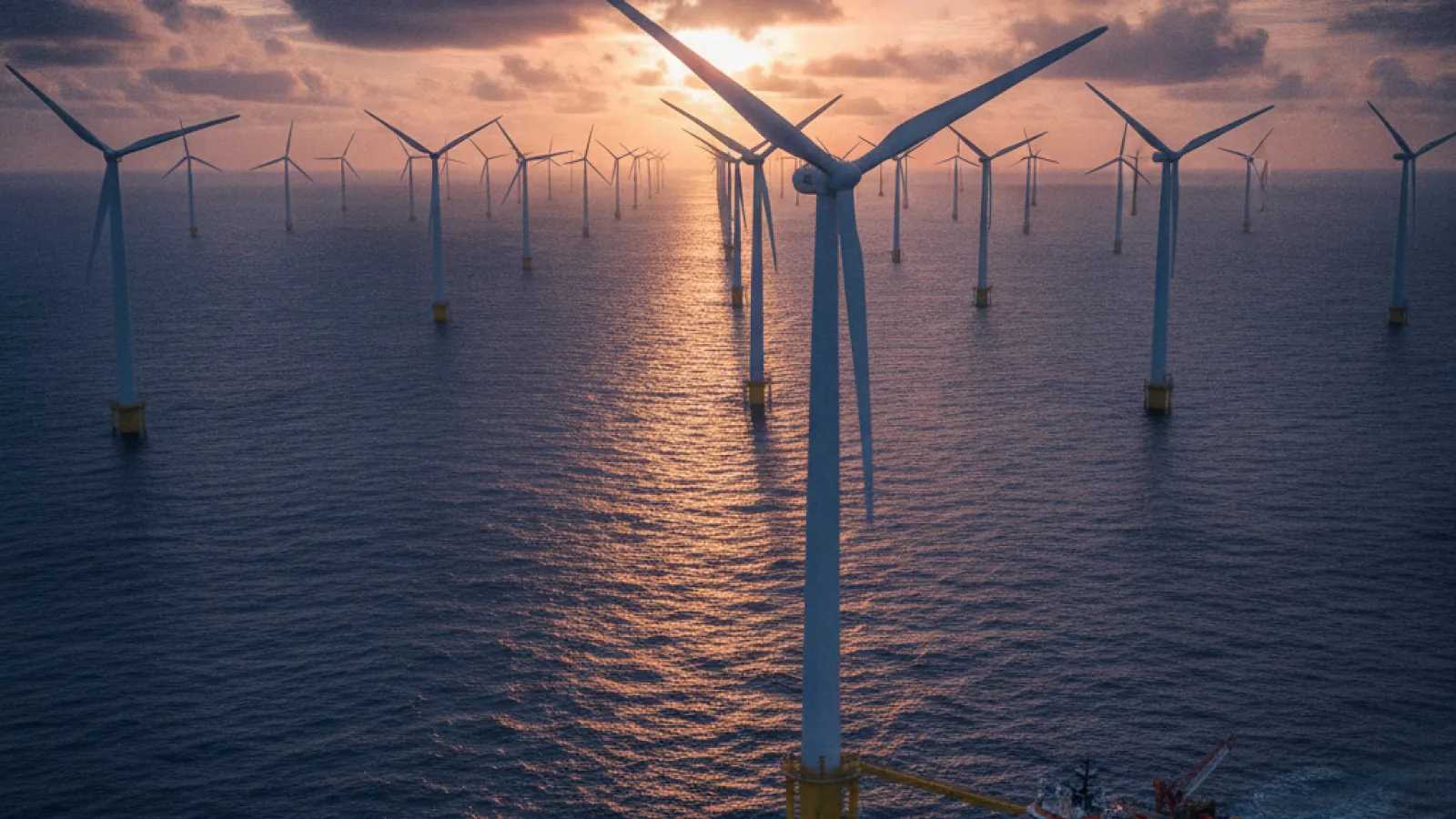  offshore wind masts serviced by small boat
